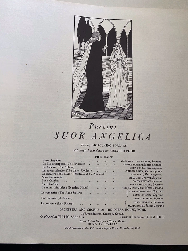 Puccini~Suor Angelica~Victoria De Los Angeles~Fedora Barbieri~Opera~LP - Image 2 of 4