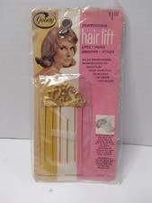 New 70 s Vintage Goody Hair Pick Lift Metal Tines Gold Crown Plastic Handle