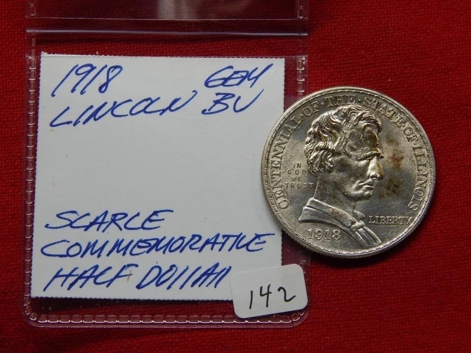 1918 Lincoln Illinois Commemorative Silver Half Dollar 50c ~ Free USA Shipping - Image 3 of 4