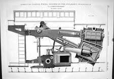 Old Compound Paddle-Wheel Engines Steamship Hirondelle Normand Plan