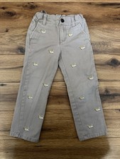 Janie and Jack Boys Weiner Dog Embroidered Chino Pants Adjustable Waist Size 4