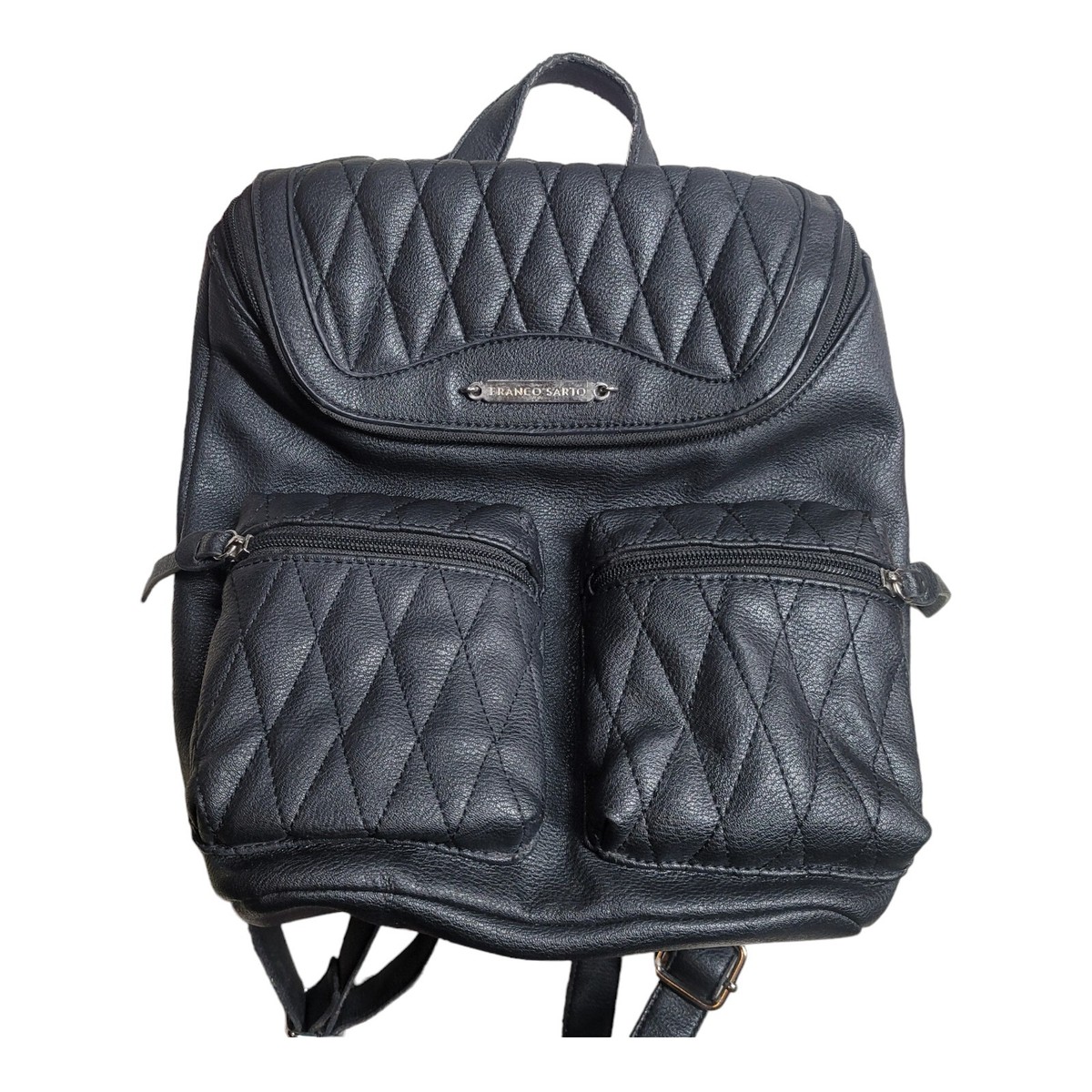 Quilted Bookbag Y2K Festival by Franco Sarto Black Faux  display picture 2