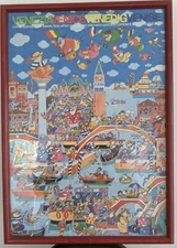 Travel Venice Italy City Guide Wood Framed Poster For Tourist Vintage 1981