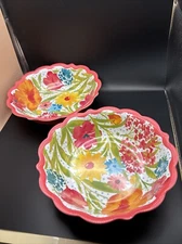 Pioneer Woman 9” Melamine Dip/Salad Bowls (Set of 2) Pink Country Floral