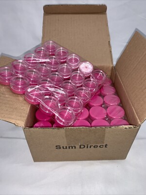 100 5G High Quality Cosmetic Sample Clear Jar Containers Pink Lids W/Seals Aug5