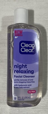 Clean & Clear Night Relaxing Facial Cleanser Oil Free New Formula, 8 Fl Oz