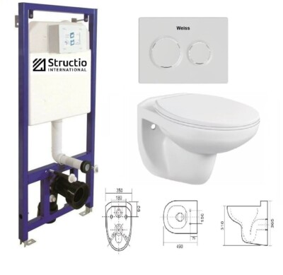 Hänge Wand WC Toilette Komplett Set Vorwandelement Betätigungsplatte Spülkasten