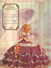 USED MISS MAY 1992 CALENDAR FASHION DOLL DRESS ANNIE'S CROCHET PATTERN LEAFLET