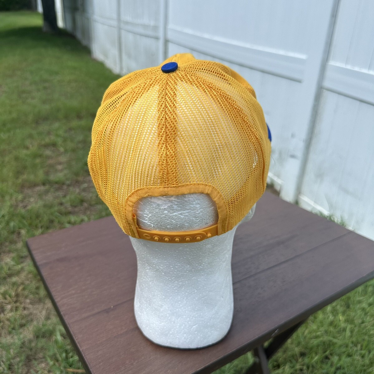 VINTAGE Napa Hat Cap Mens Snap Back Yellow Blue Trucker