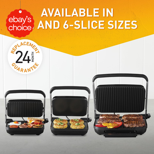 2-Slice Café Style Sandwich Press, Anyheight™ Control, Non-Stick, Silver - Picture 7 of 12