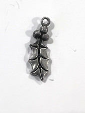 Sterling Silver .925 Holly & Berries Charm 18mm x 6mm Bracelet Necklace NEW