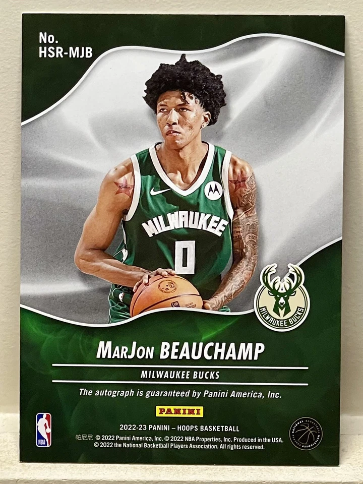 2022-23 NBA Hoops MarJon Beauchamp Rookie Hot Signatures #HSR-MJB Bucks RC - Image 2 of 2