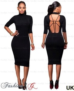 ladies black midi dress