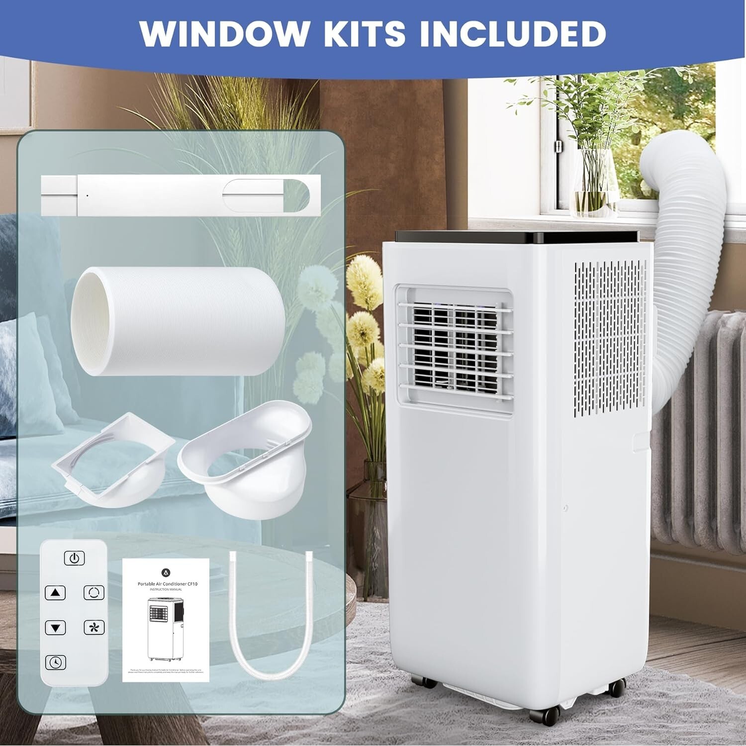 10000Btu Portable Air Conditioners Dual Control AC Unit Low Noise w/Dehumidifier