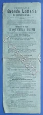 Grand Charity Lottery Flyer - Prize List - Ferrara 1879