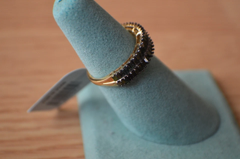 1.00ct Green Diamond Half Eternity Ring 14k Yellow Gold over Fine Silver Size 8 - Image 4 of 4