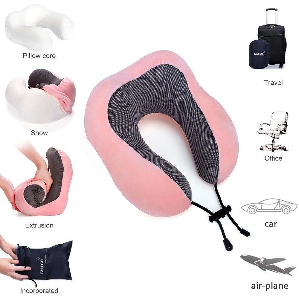 Travel Pillow Best Memory Foam Neck Pillow Head Support Soft Pillow for Sleep...