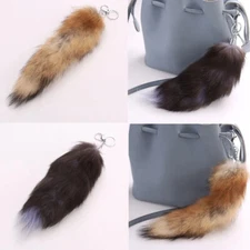 Fox Tail Keychain Fur Key Pendant Bag Charm Real Keyring Ring Cute Faux Chain