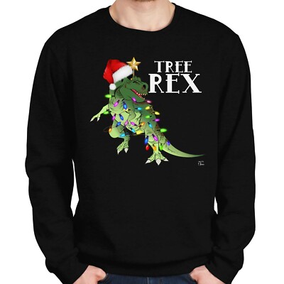 1Tee Mens Tree Rex Dino Christmas Lights Sweatshirt Jumper UK
