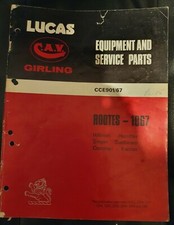 Lucas Equipment And Service Parts Rootes Cars 1967. Cce90167. Sunbeam Tiger Lucas Equipment And Service Parts Rootes Cars 1967. Cce90167. Sunbeam Tiger
