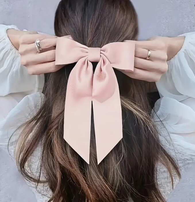 lumignon L tweed ribbon hair clip ピンク Lumignon original ♥ L tweed ribbon hair clip【ピンク