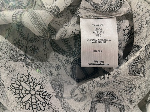 Camicia donna Sass & Bide This Is Pop Neon Atomic 2 US 6 AU tunica di seta top blusa - Foto 9 di 10