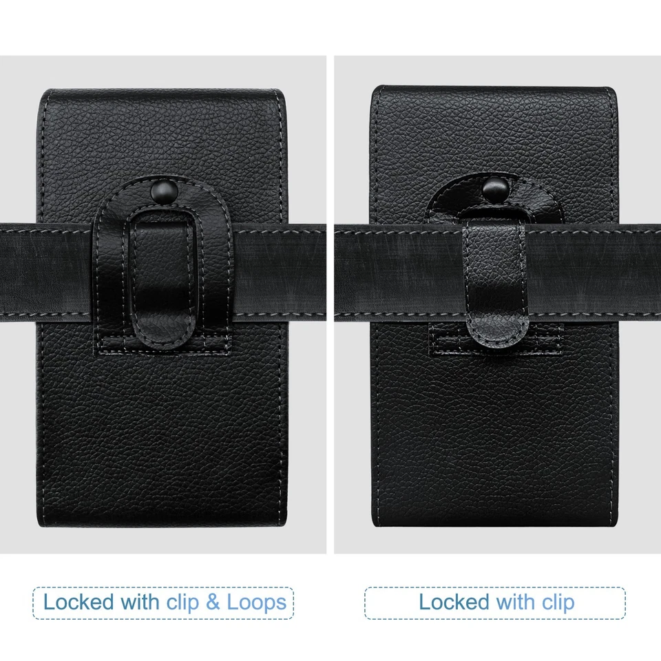 Cell Phone Holster Pouch Leather Wallet Case with Belt Loop for Motorola Samsung - Image 4 of 4