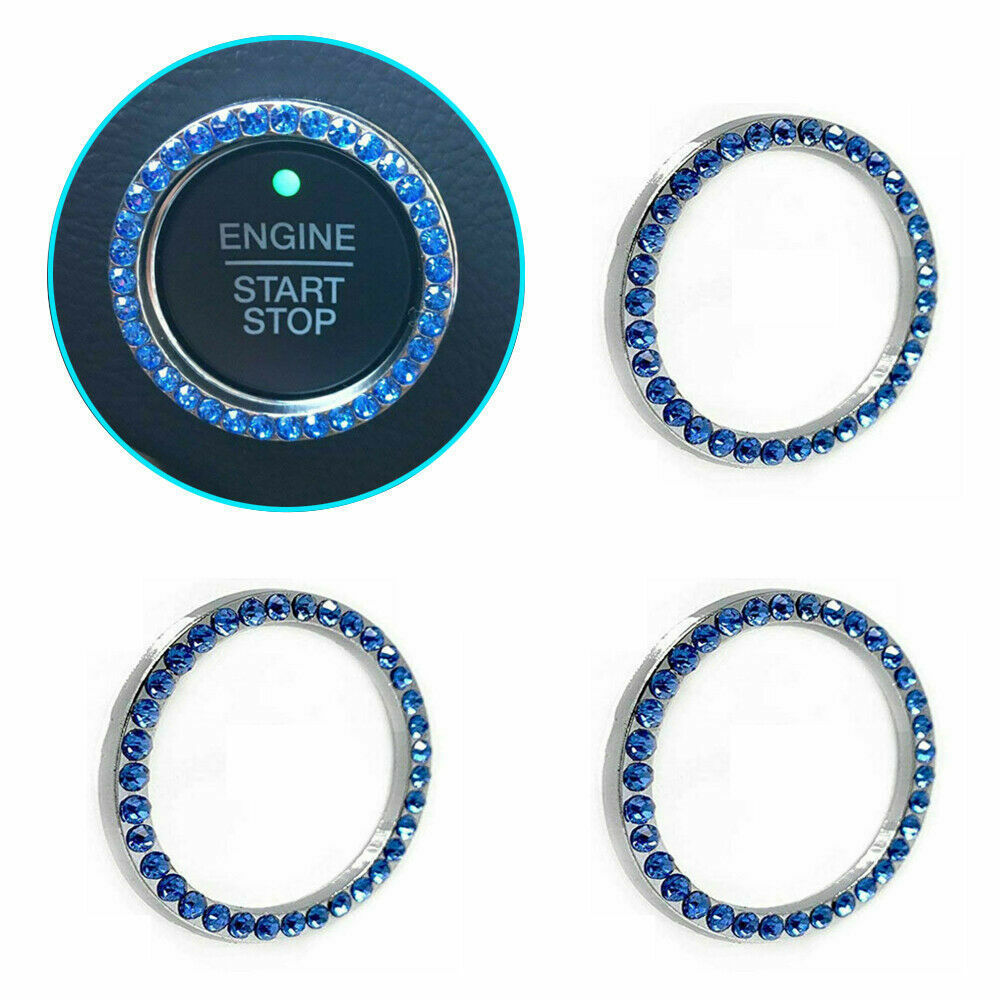 1x pcs Bling Diamond Car Start Engine Ignition Button Decor Crystal Ring Sticker Picture 2 of 8