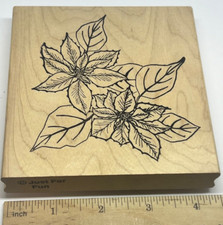Poinsettia CHRISTMAS FLOWER LEAVES Rubber Stamp JUST FOR FUN