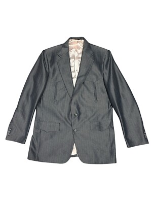 Pagano West Men 44L Silver Shiny Suit Jacket Rockabilly Western