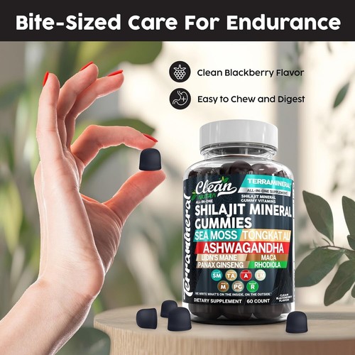 Shilajit Gummies with Irish Sea Moss-Ashwagandha-Lion's Mane-MACA 60 Count - 第 6/10 張圖片