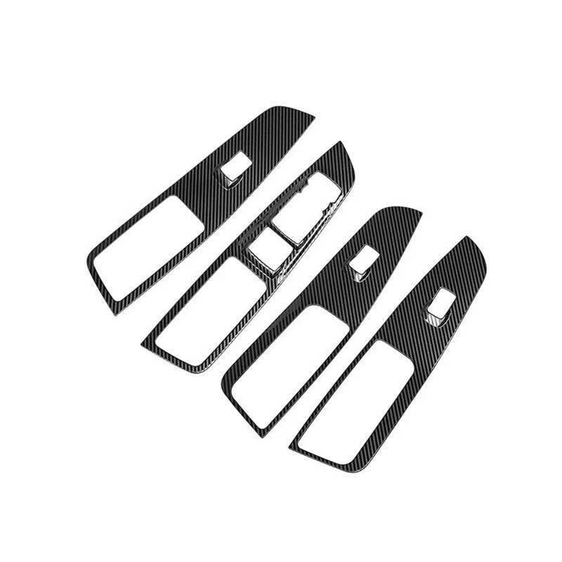 Aço para Ford Edge 2018-2021 trava de janela painel de elevação acabamento moldura 4X fibra de carbono - Imagem 3 de 4