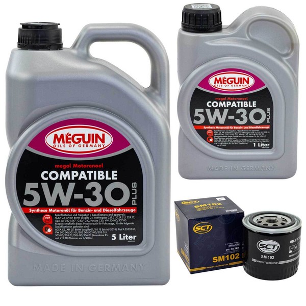 MotoröL Set SAE 5W-30 Plus Meguin 6 Liter + ÖLfilter FüR Nissan X-Tail 2.2 Dci-image