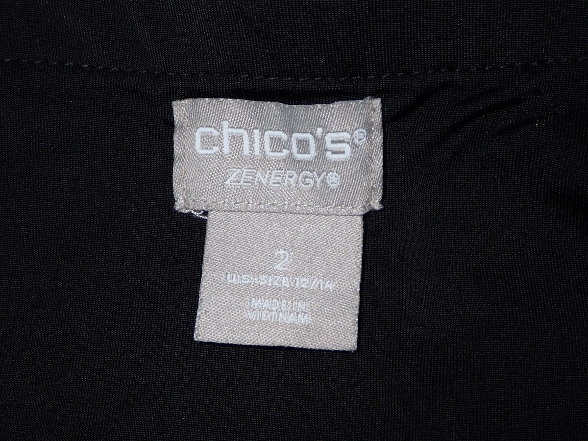 Chico's Zenergy Size 2 (Large) Ankle Leggings Black w/ Pink Orange