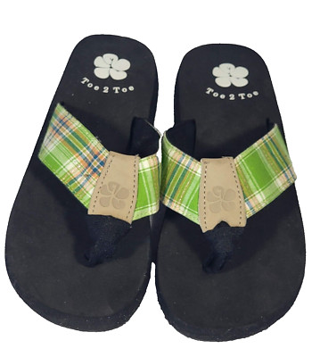 Flip Flops Toe 2 Toe Irish Plaid Size 6 - 6.5 NWOT