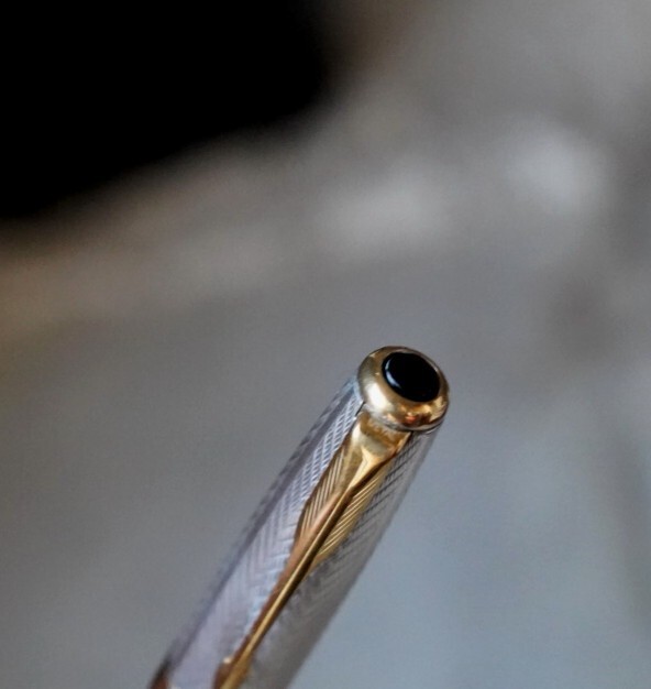 Stylo Plume Parker Sonnet - Argent Massif 925 & Plume En Or 18 Carats - Modèle Chevrons Rare