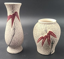 2 Vintage Asian Style Hand Painted Art Vases