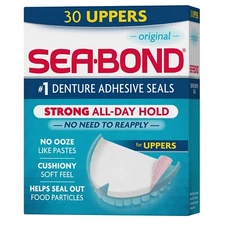 SM Sea Bond Uppers Original Denture Adhesive Seals Zinc-Free 30 Count