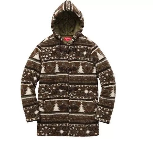 Supreme Sherpa Fleece Toggle Jacket Large Brown