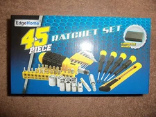 EdgeHome 45 Piece Ratchet Tool Set - 3 Way Adjustable Ratchet - Carrying Case