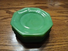Vintage  AKRO AGATE  Jadite Green  Octagonal CHILD'S Plate - 6 Available