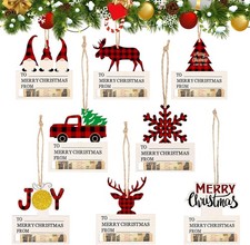 Wenqik 8 Pcs Wooden Christmas Money Holders Buffalo Plaid Money...