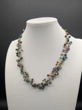 Celestial Twist: Knotted Silk Torsade Necklace with Twilight Sparkle