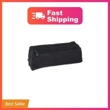 Fashion Stationery Black Pencil Case, Large Capacity, 2 Compartments