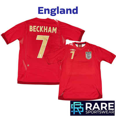 England 2006-08 AUSWÄRTS FUSSBALLTRIKOT XL ERWACHSENE UMBRO (V GUT) BECKHAM Nr. 7