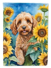 Cockapoo in Sunflowers Flag Canvas House Size DAC6057CHF