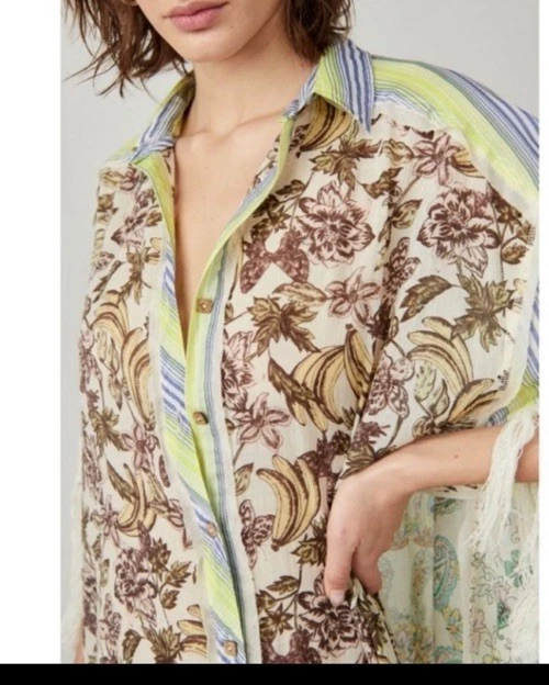 Intimately Free People Watching Waves Maxi Beach Top Cover Up Oversized large