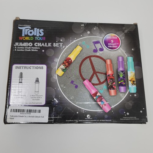 Trolls World Tour Jumbo Chalk Set 5 Holders & Chalk Sticks Outdoor Fun - Picture 4 of 4