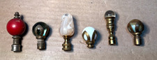 Vtg Lamp Finial Glass Cast Brass Light Fixture Art Parts Lot Six Pcs #O48