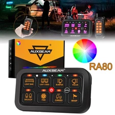 AUXBEAM RGB 8 Gang Switch Panel LED Work Light Bar Control Button For Dodge Ram